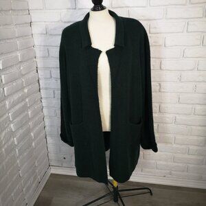 JustFab Ladies Size Large Dark Green Open Long Cardigan / Duster